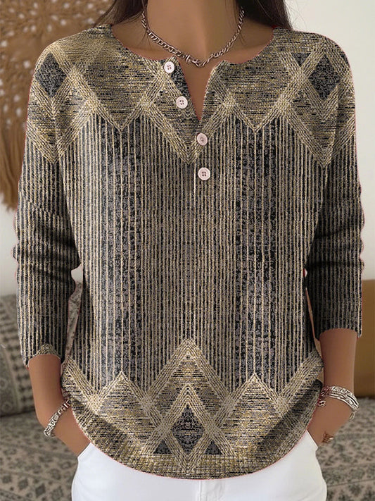 Women's Vintage Geometric Print Tops
