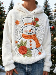 Women's Christmas Snowman Flannel Hoodie