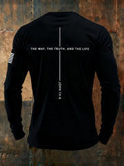 Men's Jesus The Way The Truth The Life John 14:6 Christian Cross Long Sleeve T-shirt