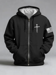 Men's Jesus The Way The Truth The Life John 14:6 Christian Cross Print Zip-Up Hoodie