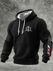 Men's Christian Cross Checkered Cotton Hoodie