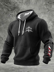 Men's Christian Cross Checkered Cotton Hoodie