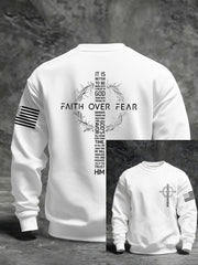 Men's Faith Over Fear Faith Print Casual Sweatshirt