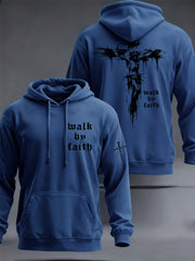 Men's Christian Walk By Faith Cross Print Hooded Sweatshirt