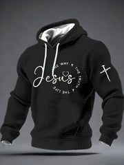 Men's Jesus The Way The Truth The Life Checkered Cotton Hoodie