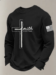 Men's Faith Over Fear Cross Waffle Long Sleeve T-Shirt