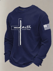 Men's Faith Over Fear Cross Waffle Long Sleeve T-Shirt