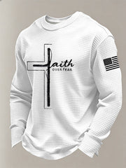Men's Faith Over Fear Cross Waffle Long Sleeve T-Shirt