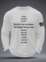 Men's Braver Than You Believe Stronger Than You Seem Waffle Long Sleeve T-Shirt