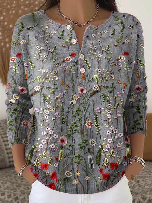 Women's Vintage Floral Print Tops