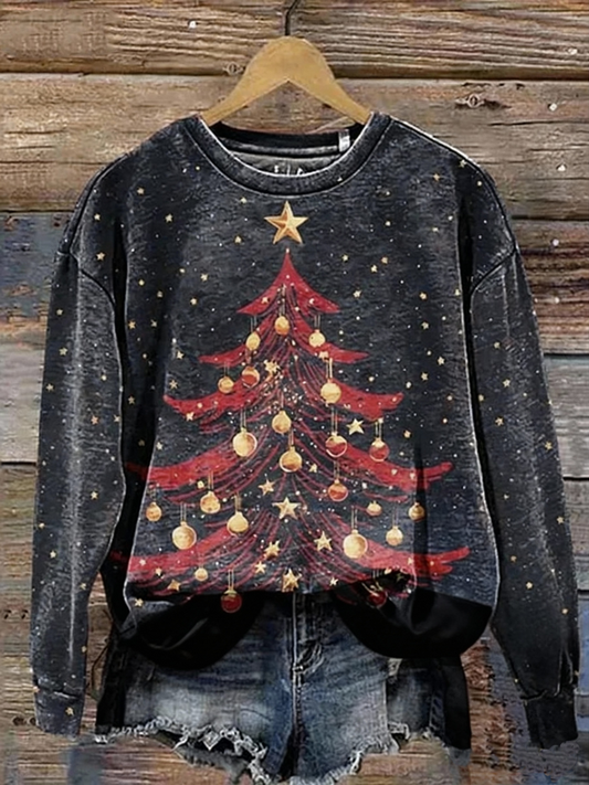 Women's Christmas tree print Regular Sweatshirt