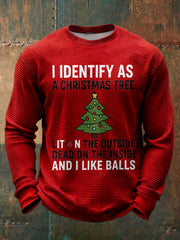 Men's  Funny Identify As A Christmas Tree Printed Waffle Tops
