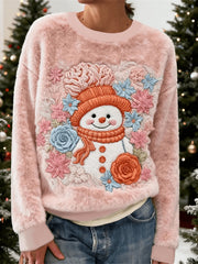 Women's Christmas Snowman Flannel Hoodie