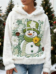 Women's Christmas Snowman Flannel Hoodie