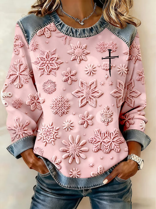 Women's Christmas Pattern Patchwork Art Sweatshirt