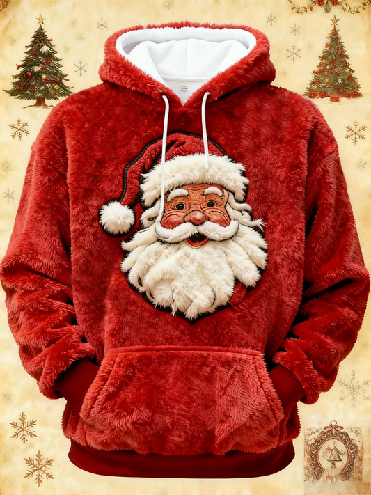 Men's Santa Claus Print Casual Hoodie