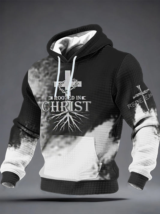 Men's ROOTED INC CHRIST Checkered Cotton Hoodie