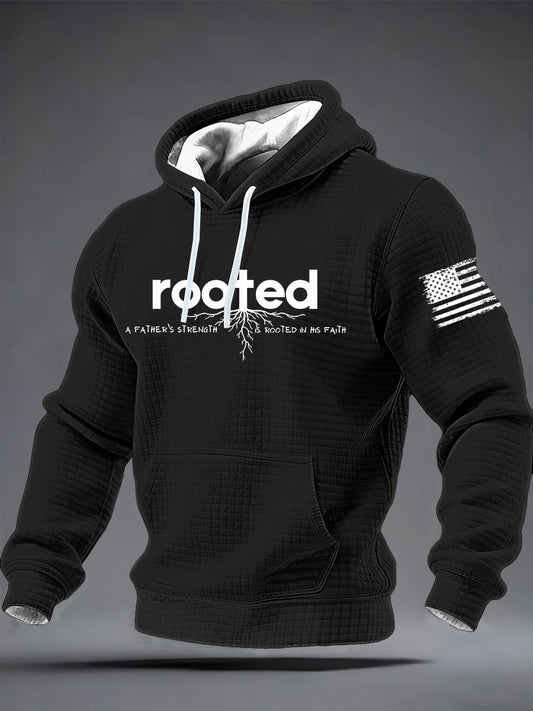 Men's rooted A FATHER'S STRENGTH IS ROOTED IN HIS FAITH Checkered Cotton Hoodie