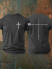 Men's Jesus The Way The Truth The Life John 14:6 Christian Cross Short Sleeve T-shirt