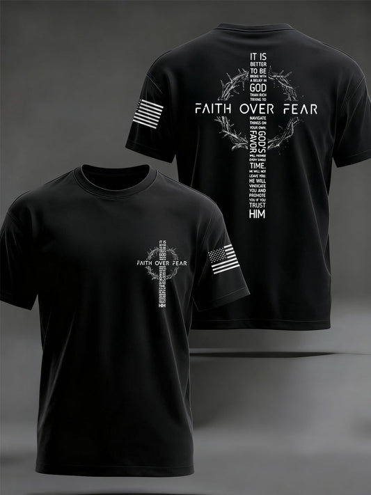Men's Faith Over Fear Print Casual Tee