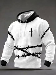 Men's Cross Print Casual Hoodie