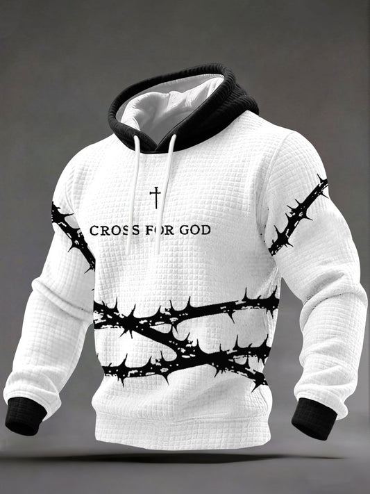 Men's Cross Print Casual Hoodie