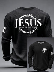 Men's Jesus The Way The Truth The Life John 14:6 Christian Cross Waffle Long Sleeve T-Shirt