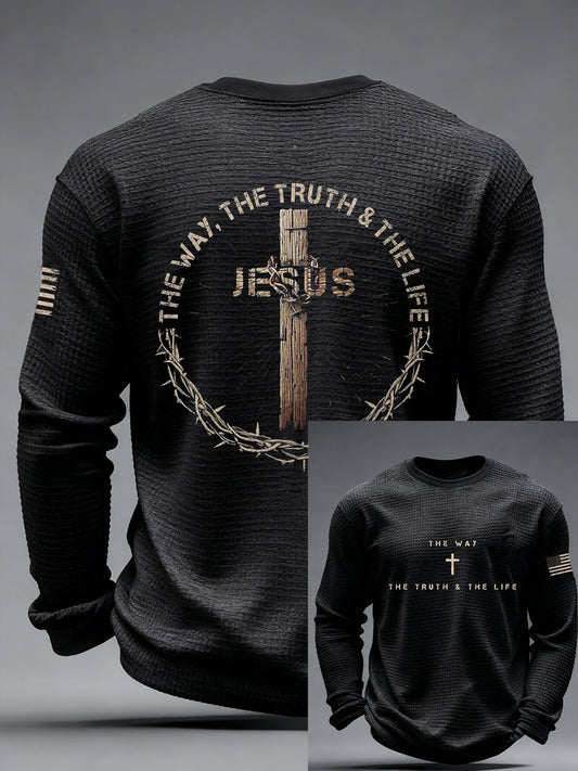 Men's The Way The Truth The Life Waffle Long Sleeve T-Shirt